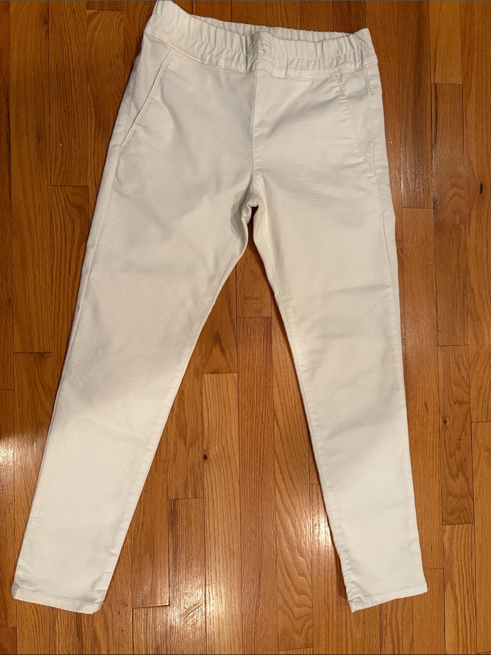 Cream Slim Pull-On Pants